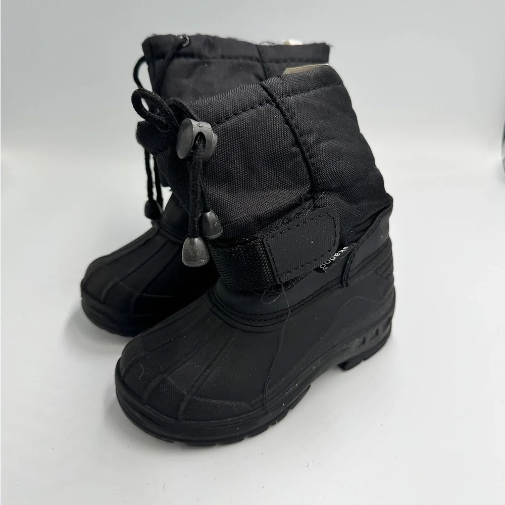 Toddler Boy Girl Size 6 Black Winter Snow Boots Shoes with Drawstring Closure